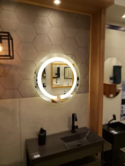 Espelho Jateado Lapidado Redondo 60cm Com Led Quente