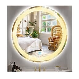 Espelho Jateado Redondo 60cm Com Led Quente Touch