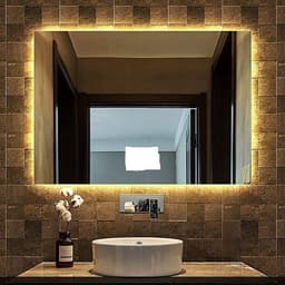 Espelho Lapidado Bisotê Iluminado com Led Quente - 80X100 cm