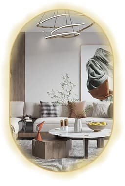 Espelho Lapidado Oval Iluminado com led quente - 60x80cm
