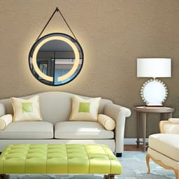 Espelho Led Quente Adnet 60 cm Marrom Alça Marrom