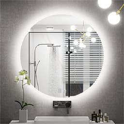 Espelho Redondo Lapidado Bisotê Iluminado com Led Frio 70 cm