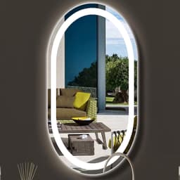 Espelho jateado Oval Iluminado com led frio - 50x120cm