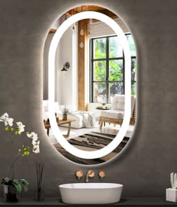 Espelho jateado Oval Iluminado com led frio - 50x80cm