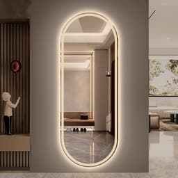 Espelho jateado Oval Iluminado com led quente - 50x120cm