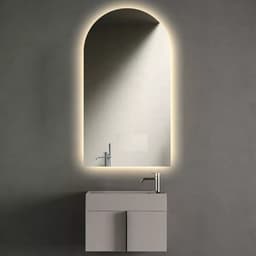 Espelho lapidado Arco Janelinha Iluminado com LED Quente - 60x80cm