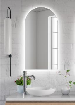 Espelho lapidado Arco Janelinha Iluminado com LED frio - 60x80cm