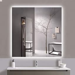Espelho lapidado bisotê Iluminado com LED Frio - 60x60cm TOUCH