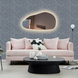 Espelho orgânico decorativo iluminado com led quente 43x76cm