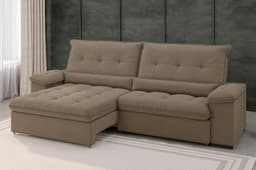 Sofá Alion Retrátil/Reclinável 4 Lugares Suede Cappucino 2,15m - XFlex Sofás