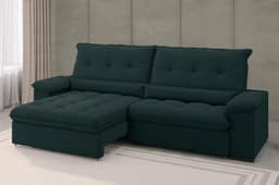 Sofá Alion Retrátil/Reclinável 4 Lugares Suede Petróleo 2,15m - XFlex Sofás