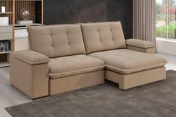 Sofá Fofão Premium 2,30m Retrátil/Reclinável Suede Capuccino - XFlex Sofas