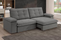 Sofá Fofão Premium 2,30m Retrátil/Reclinável Suede Cinza - XFlex Sofas