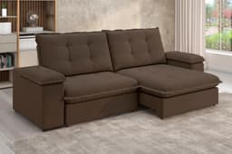 Sofá Fofão Premium 2,50m Retrátil/Reclinável Suede Marrom - XFlex Sofas