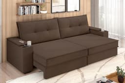 Sofá Hannover Premium 2,10m Assento Retrátil/Reclinável Suede Marrom – Xflex Sofás