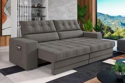 Sofá Oscar Plus 2,30m Retrátil/Reclinável Suede Cinza - Xflex