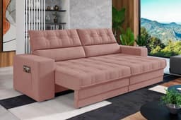Sofá Oscar Plus 2,30m Retrátil/Reclinável Suede Nude - Xflex