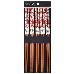 Conjunto De Palitos Japoneses Sushi Bambu Kyoto 5 Pares Hashi Floral Vermelho Yoi