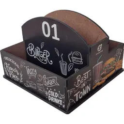 10 Porta Guardanapos e Sachês de Mesa MDF Restaurante Lanchonete 1 ao 10 Burger Zanline Preto