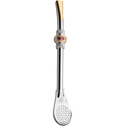 Bomba De Chimarrão Cuia Alpaka Bomba Pedraria Superior 19cm