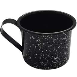 Caneca Xícara Agata Aço Esmaltado Leiteira Rustica 650ml Preta