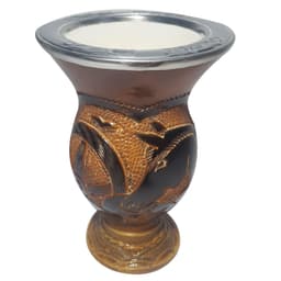 Cuia Tradicional Gaúcha Porongo Bocal De Aço Inox Cavalo