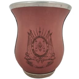 Cuia de Chimarrão Artesanal Cuia de Porongo Natural Revestida Corino 12cm Brasão