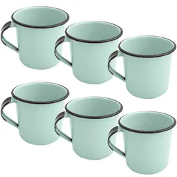 Jogo de Xícaras Café Caneca Esmaltada 400ml Caneca de Agata Verde Baby