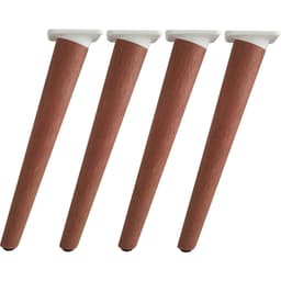 Kit 4 Pés de Madeira 30cm Inclinados com Adaptadores Brancos para Poltronas