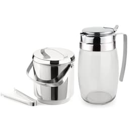 Kit Jarra de Vidro Com Tampa 2L e Balde De Gelo Térmico 2,3L Com Pinça Aço Inox