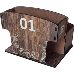 Porta Guardanapos Sachê de Mesa MDF Bar Lanchonete 1 ao 10 Zanline Marrom