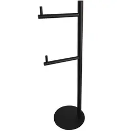 Porta Papel Higiênico Suporte Duplo de Chão Preto Fosco Pape