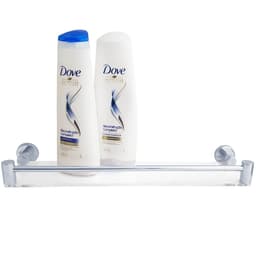 Suporte Porta Shampoo Inox E Acrílico Prateleira De Banheiro