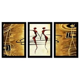 Quadro Ballet Africano Moldura Preta 3 Peças