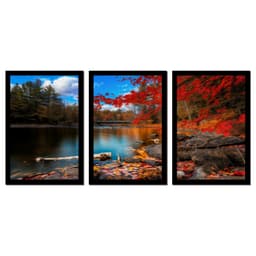 Quadro Paisagem 01 Moldura Preta 3 Peças