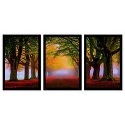 Quadro Paisagem 02 Moldura Preta 3 Peças