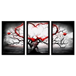 Quadro Vida Eterna Moldura Preta 3 Peças